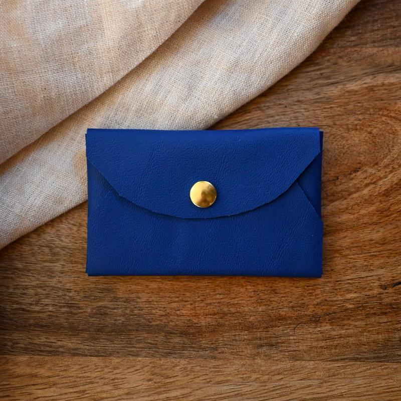 porte monnaie cuir bleu